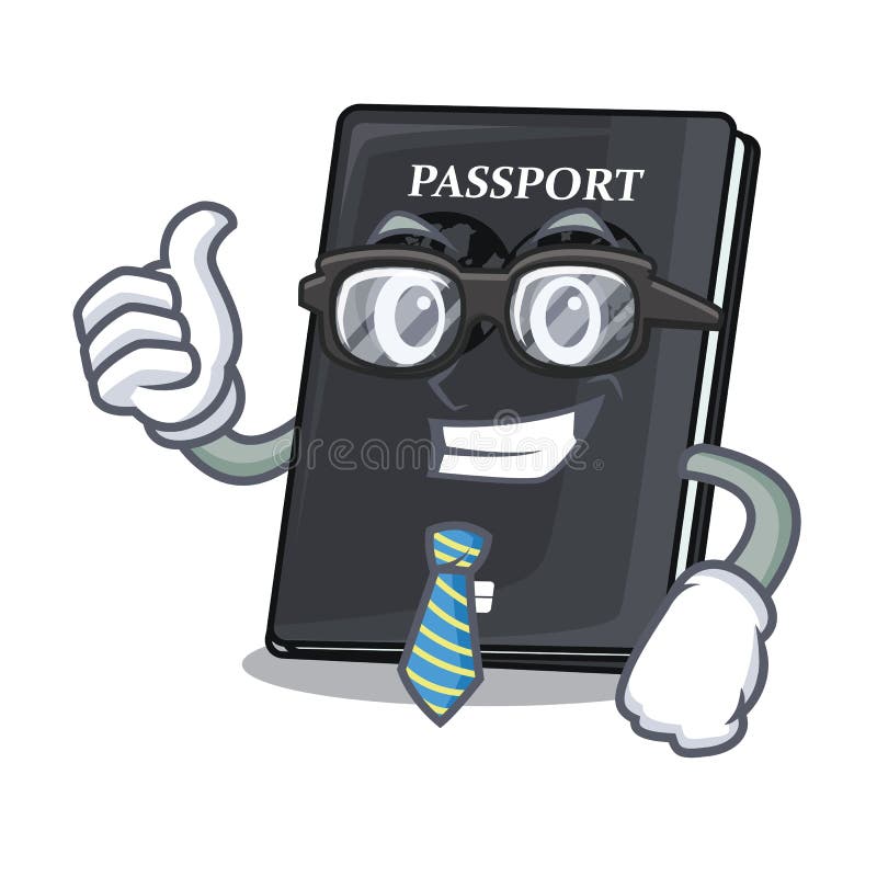 Businessman black passport in the shape character vector illustration