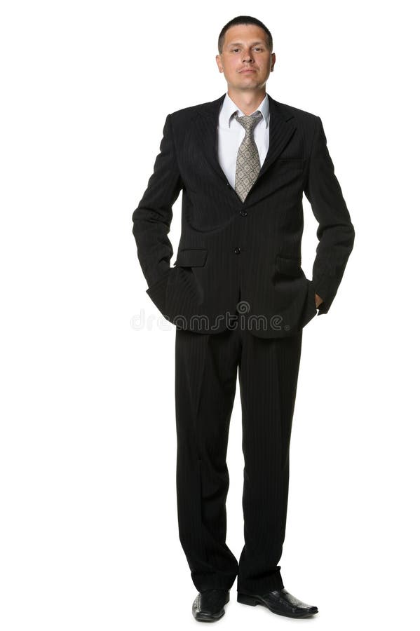 The businessman in a black suit stock image