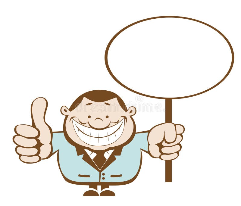 Businessman with blank sign. Separate layers royalty free illustration