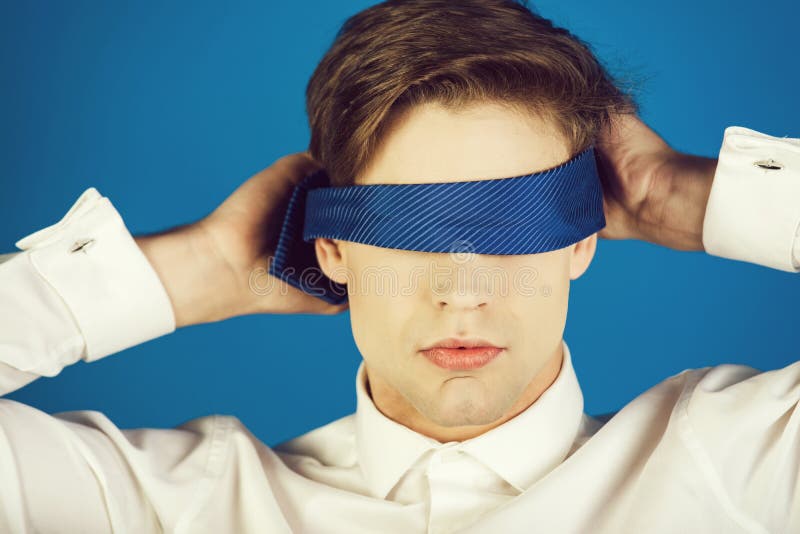 blindfolded man Stock Photo