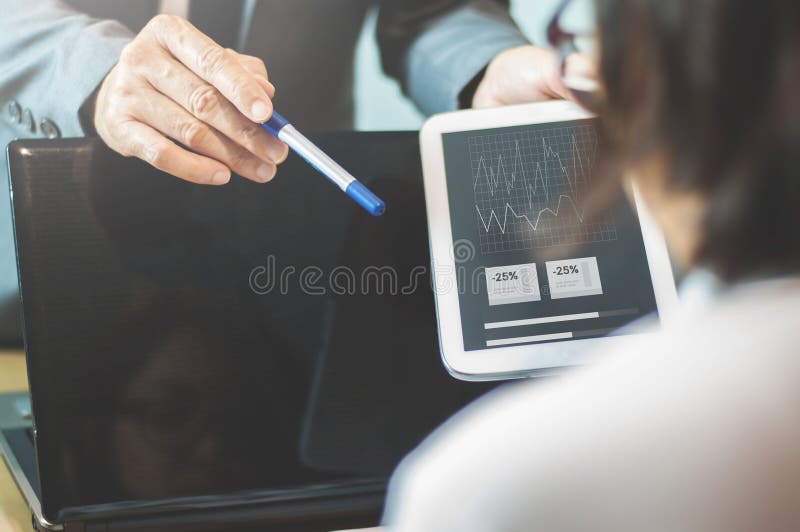 Businessman or boss complain to Businesswoman or employee at off stock image Businessman or boss complain to Businesswoman or employee at off stock image