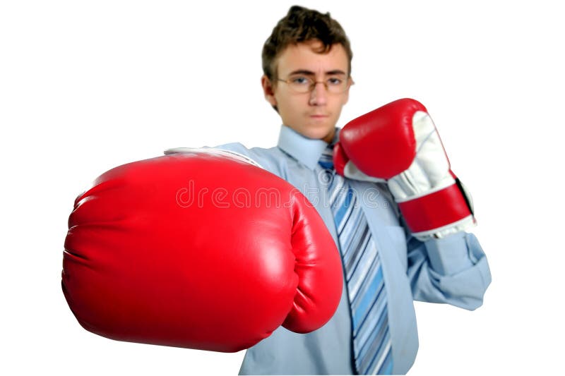 Businessman boxing