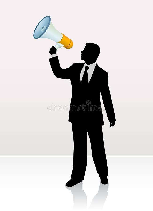 Businessman with bullhorn