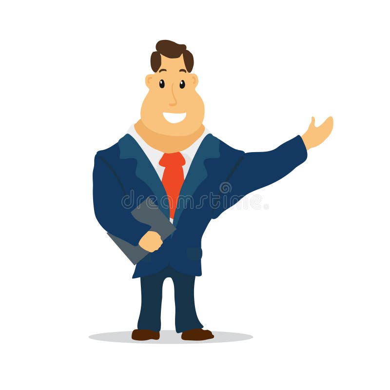 Businessman Cartoon Character in Blue Suit. Vector Stock Vector -  Illustration of point, executive: 85617975