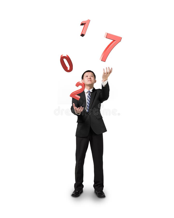 Businessman catching throwing 2017 red words stock photography Businessman catching throwing 2017 red words stock photography