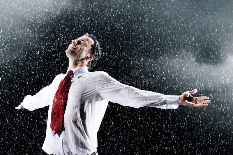 Businessman Caught in heavy Rain. Businessman Caught in heavy Rain