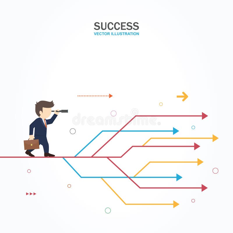 Businessman chooses the right path. stock illustration Businessman chooses the right path. stock illustration