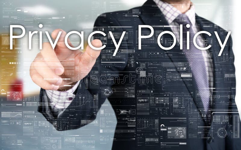 The businessman is choosing Privacy Policy from touch screen royalty free stock photo The businessman is choosing Privacy Policy from touch screen royalty free stock photo