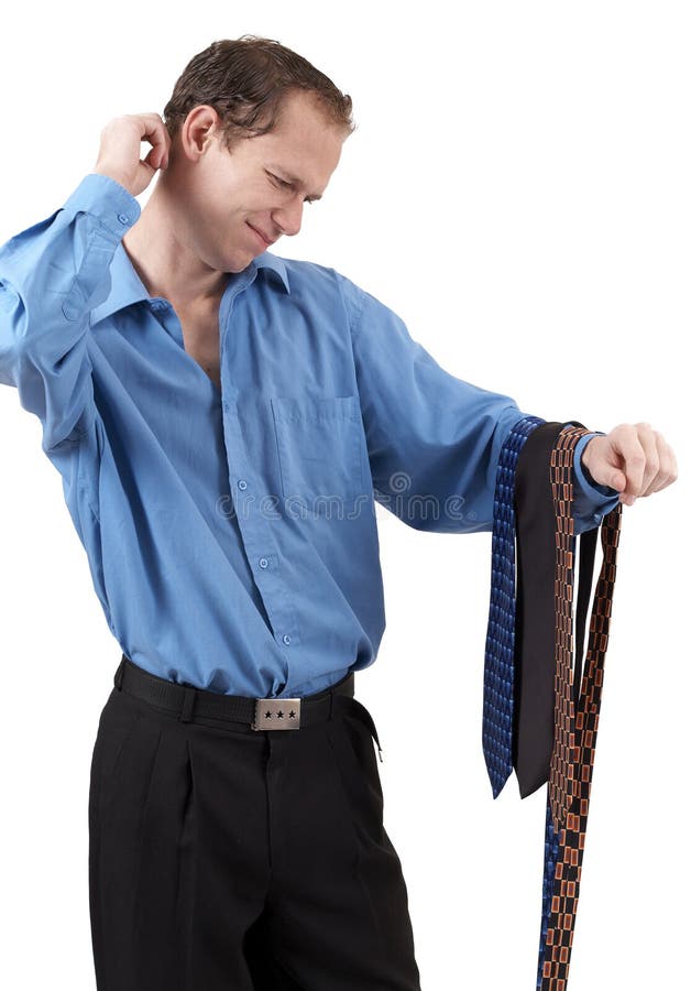 Businessman choosing a tie