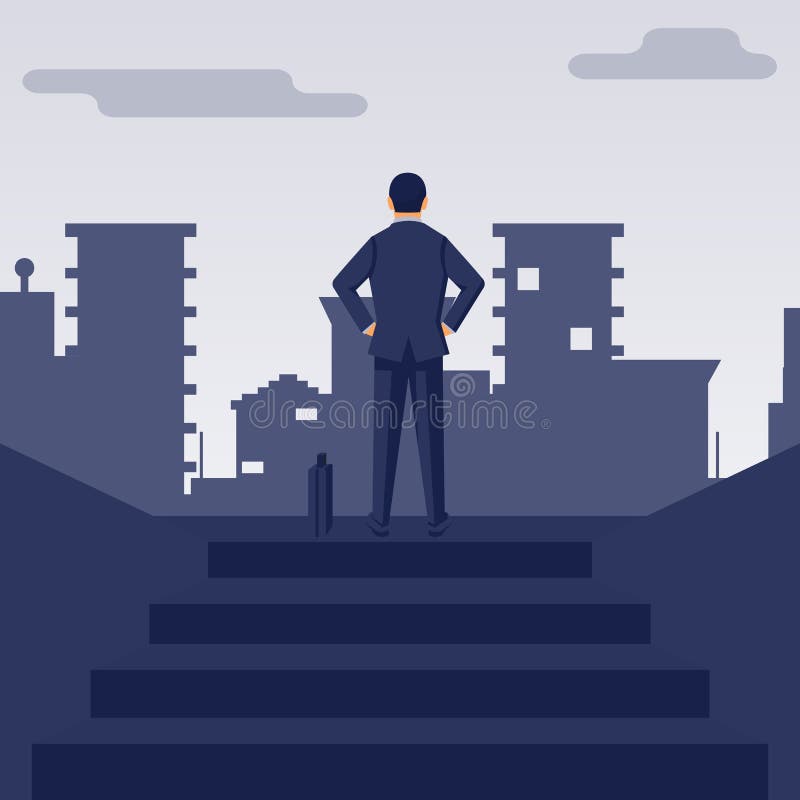 Businessman climbed up the stairs stock illustration Businessman climbed up the stairs stock illustration