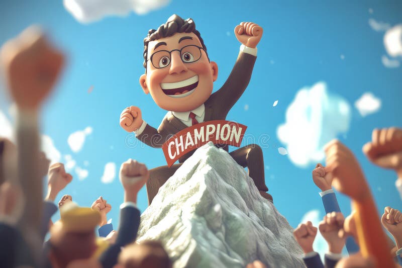 Businessman Climbs Mountain High vector illustration