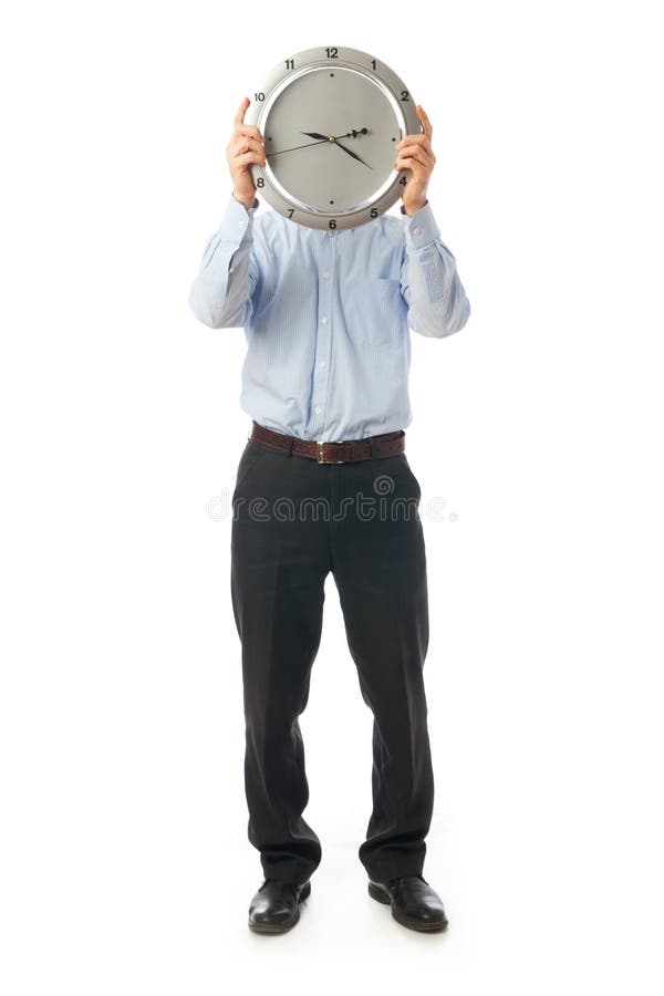 The businessman with clock isolated on a white