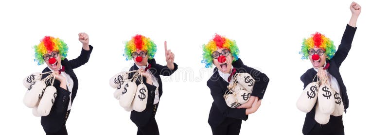 Businessman clown isolated on white royalty free stock images Businessman clown isolated on white royalty free stock images