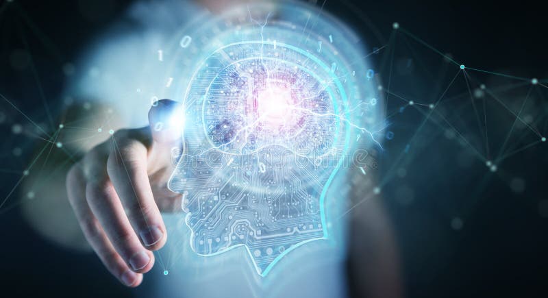 Businessman creating artificial intelligence 3D rendering vector illustration Businessman creating artificial intelligence 3D rendering vector illustration
