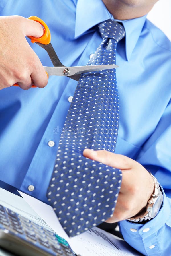 Businessman Cutting The Tie Stock Image Image of busy, cutting 17282255