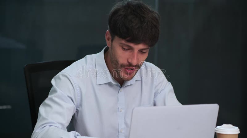 Businessman Dancing and Singing at His Desk stock footage