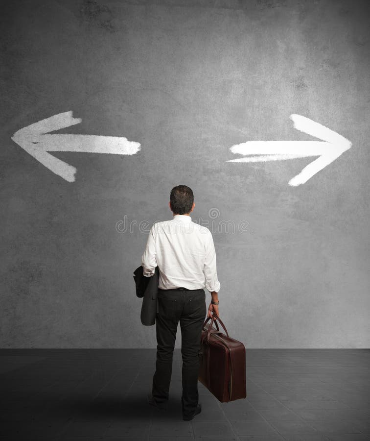 Businessman with different destinations royalty free stock photo Businessman with different destinations royalty free stock photo