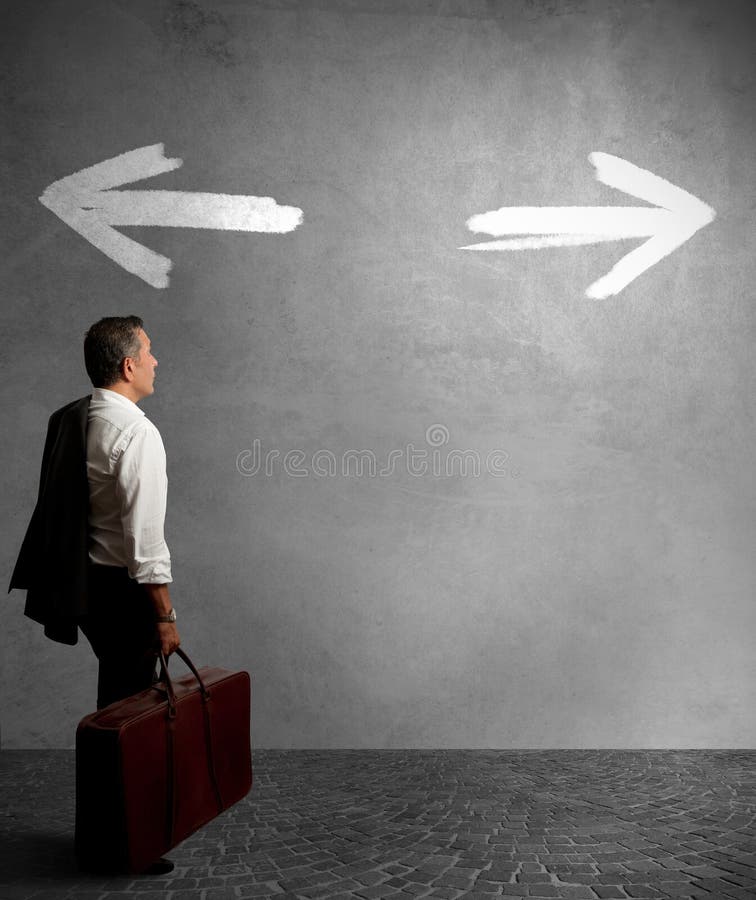 Businessman with different destinations stock photos Businessman with different destinations stock photos
