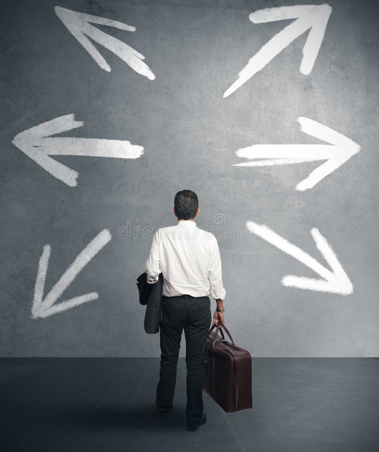 Businessman with different destinations stock images Businessman with different destinations stock images