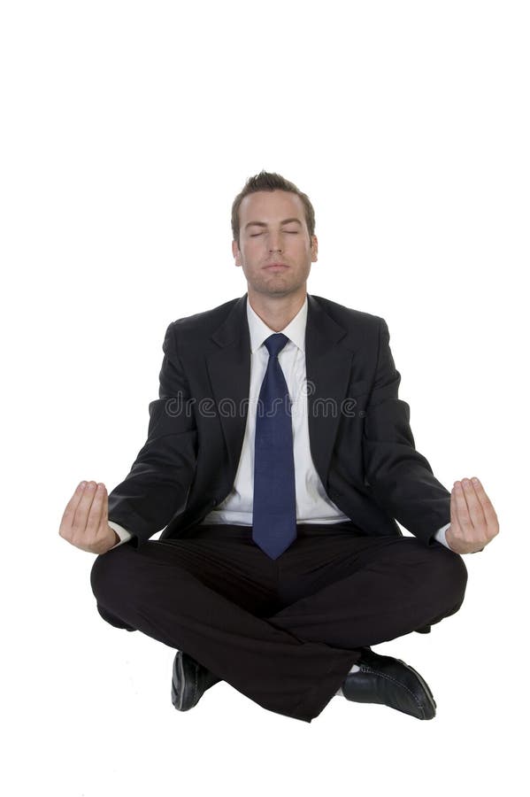 Businessman doing meditation