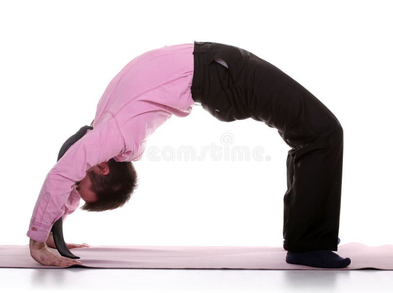 Businessman doing yoga