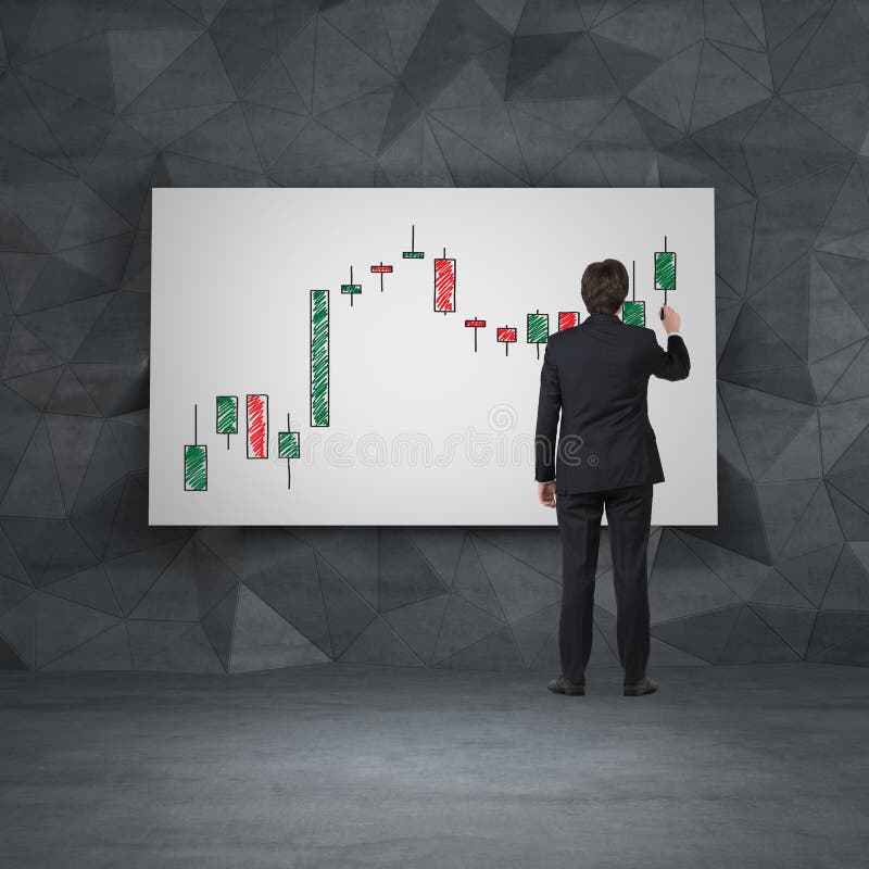 Businessman Drawing Candlestick Chart Stock Image Image of office