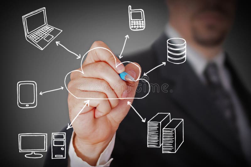 Businessman drawing a Cloud royalty free stock images