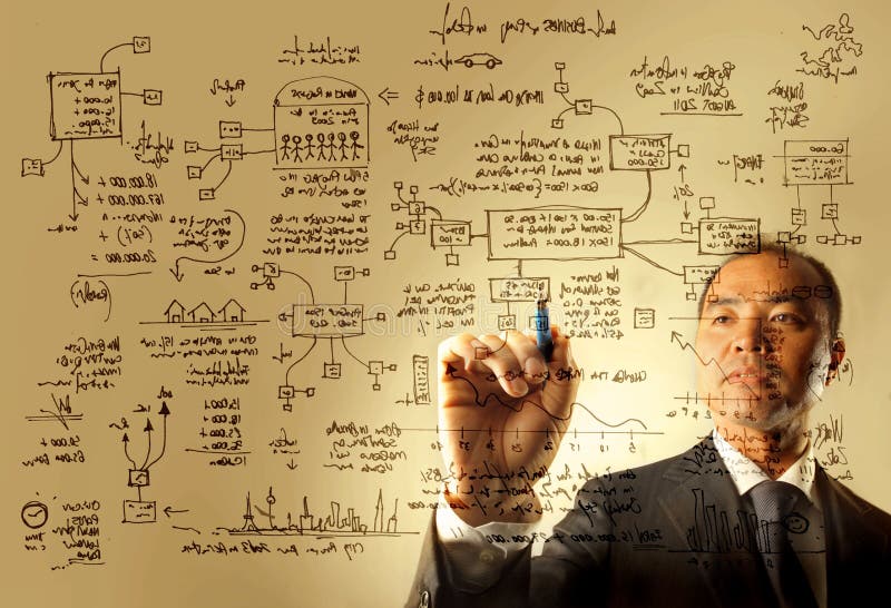 Businessman drawing a logistics graphic