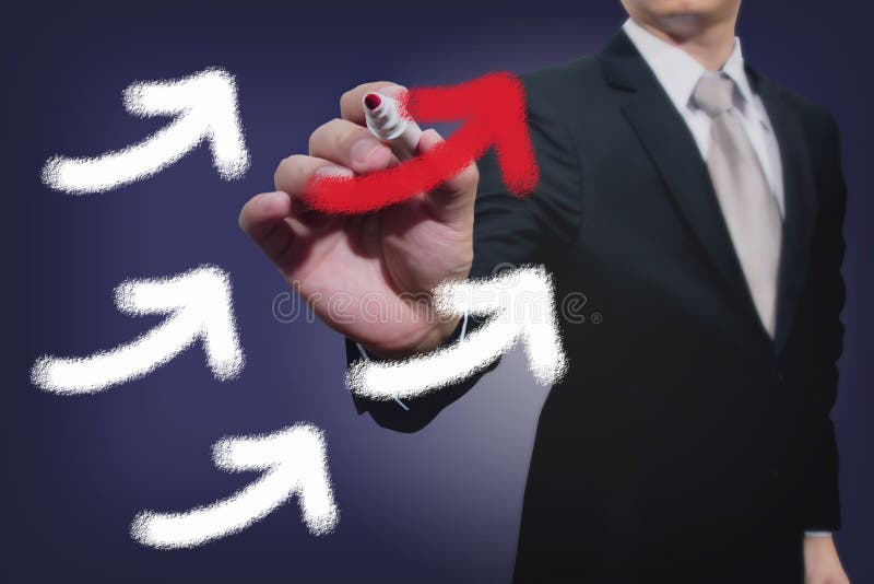 Businessman Drawing Rising Arrows Stock Image - Image of portrait, grow ...