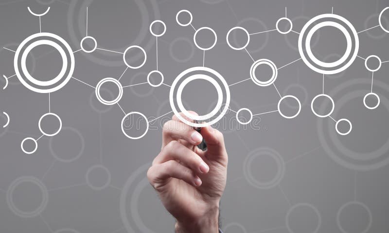 Businessman draws a flowchart of the program stock images