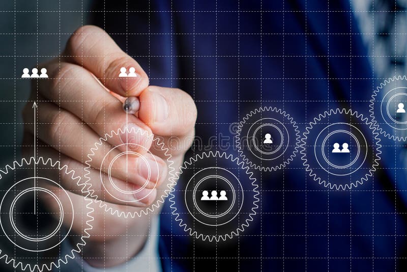Businessman draws gear to success concept. royalty free stock images