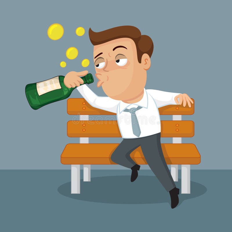 A Businessman Drinking Whisky on a Park Bench Stock Vector ...