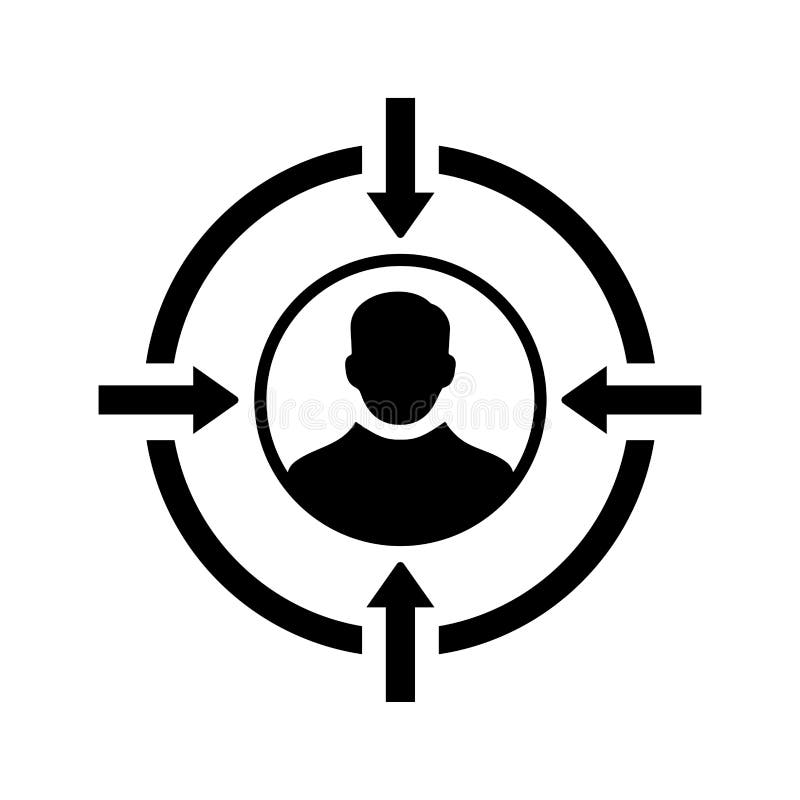 Businessman, employee, target icon. Black vector graphics vector illustration
