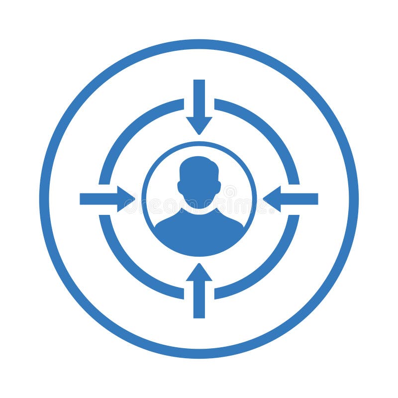 Businessman, employee, target icon. Blue vector graphics stock illustration