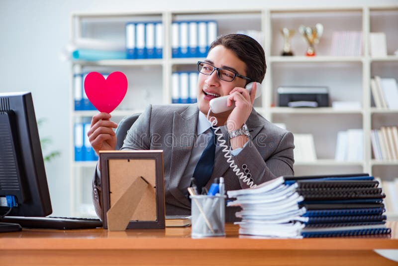 The businessman feeling love and loved in the office