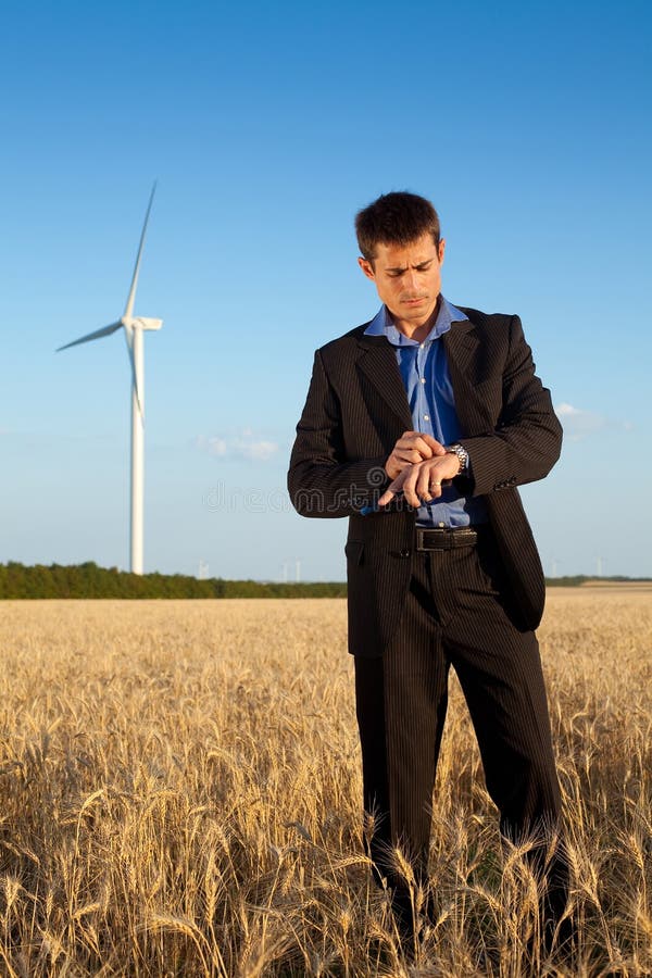 Businessman in a field