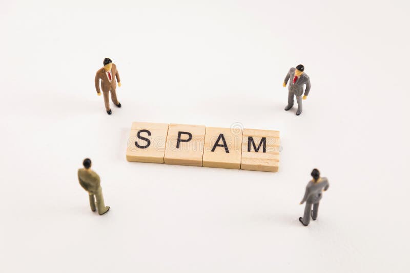 Businessman figures meeting on spam conceptual