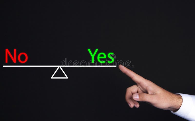 Businessman finger yes no stock photos