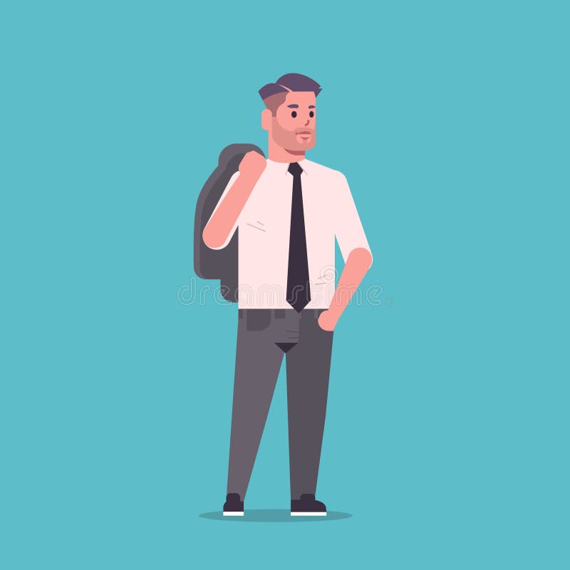 Businessman in formal wear holding jacket on shoulders standing pose smiling male cartoon character business man office royalty free illustration Businessman in formal wear holding jacket on shoulders standing pose smiling male cartoon character business man office royalty free illustration