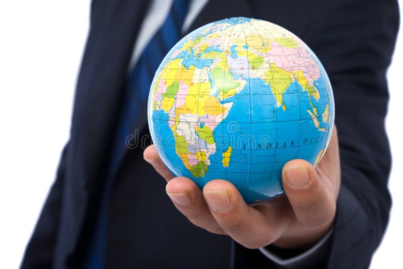 Businessman with globe royalty free stock image