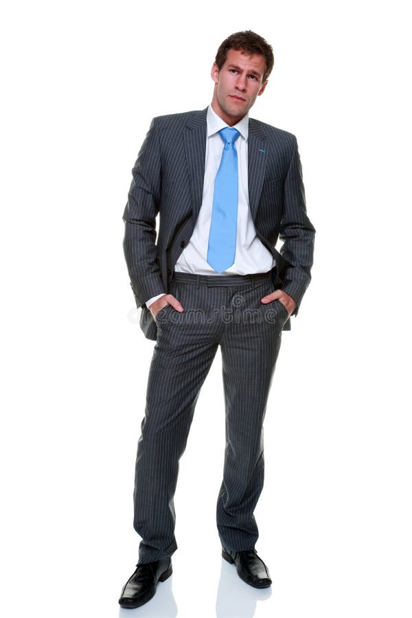 Businessman Grey Pinstripe Suit Isolated Stock Photo - Image of formal ...