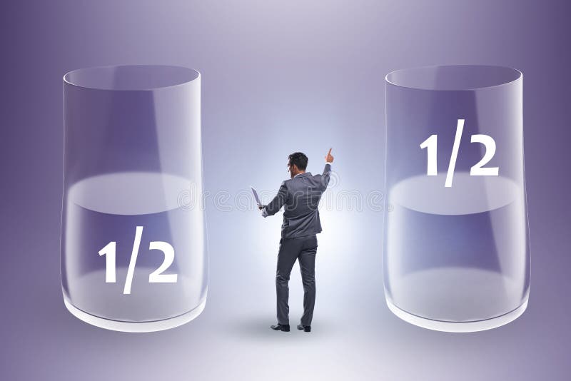 Businessman in Half Empty Half Full Glass Concept Stock Image Image of clear, health 260477243