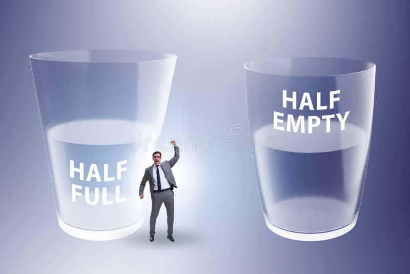 Businessman in Half Empty Half Full Glass Concept Stock Image Image