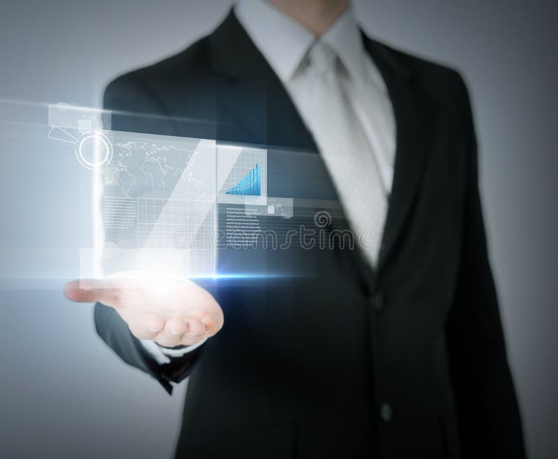 Businessman hand showing chart on virtual screen. Business and finances - businessman hand showing raising chart on virtual screen royalty free stock images Businessman hand showing chart on virtual screen. Business and finances - businessman hand showing raising chart on virtual screen royalty free stock images