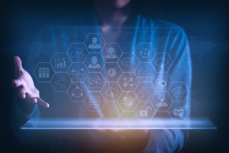 Businessman hand working analytics and business intelligence with graph on a digital screen interface with virtual icon diagram royalty free stock images Businessman hand working analytics and business intelligence with graph on a digital screen interface with virtual icon diagram royalty free stock images