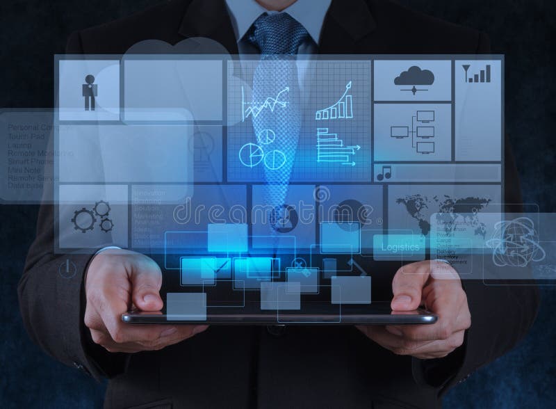 Businessman hand working with modern technology royalty free stock photography