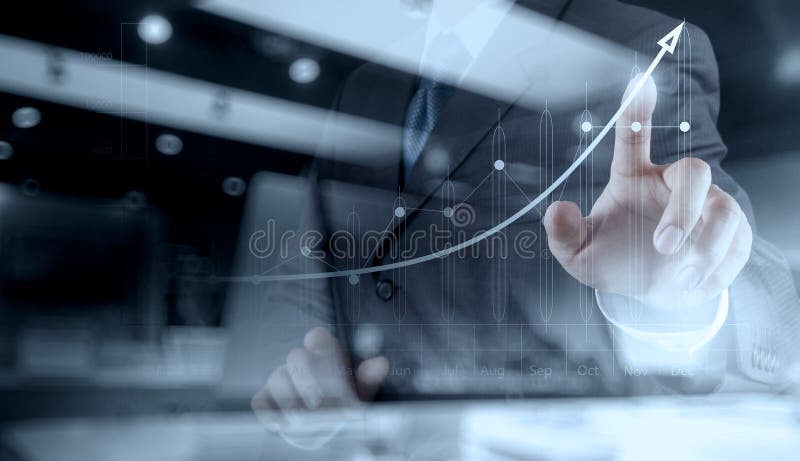 Businessman hand working with new modern computer and business royalty free stock photography