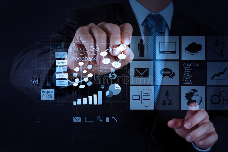 Businessman hand working with new modern computer royalty free stock images