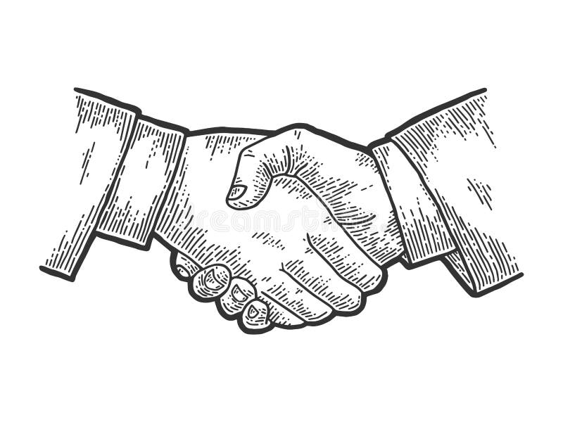 Handshake With God Engraving Vector Illustration Stock Vector