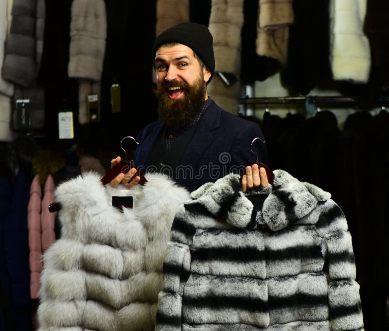 Businessman with Hat and Expensive Overcoats. Customer with Beard ...